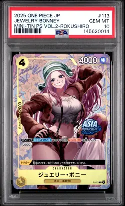 2025 ONE PIECE JAPANESE MINI-TIN PACK SET VOL.2 #113 JEWELRY BONNEY PSA 10 - Image 1