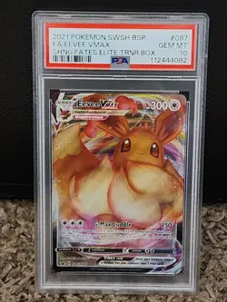 2021 POKEMON SWSH SHINING FATES ETB PROMO #087 FULL ART/EEVEE VMAX PSA 10 - Image 3