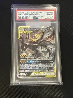 2019 POKEMON SM BLACK STAR PROMO #SM168 FULL ART/PIKACHU & ZEKROM GX PSA 10 - Image 1