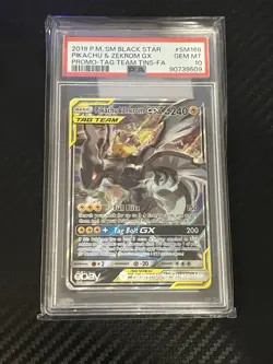 2019 POKEMON SM BLACK STAR PROMO #SM168 FULL ART/PIKACHU & ZEKROM GX PSA 10 - Image 2