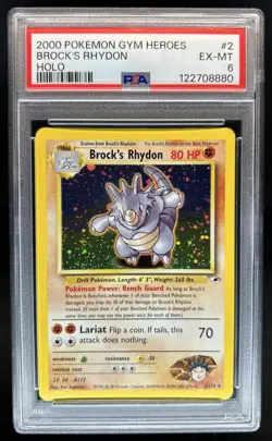 2000 Pokemon Gym Heroes Brock's Rhydon Holo #2/132 PSA 6 - Image 1