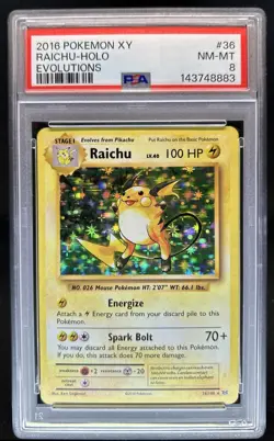 2016 Pokemon XY Evolutions Raichu Holo #36/108 PSA 8 - Image 1
