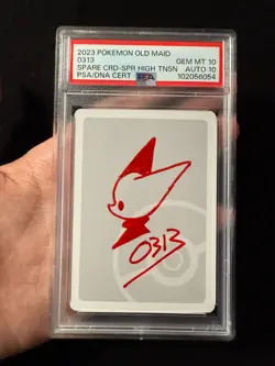 0313 Signed Pokemon 2019 Old Maid Spare Card Pikachu PSA/DNA 10 Auto 10 Sketch - Image 1