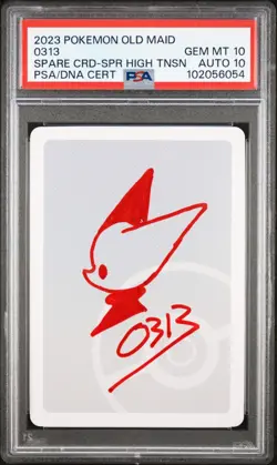 0313 Signed Pokemon 2019 Old Maid Spare Card Pikachu PSA/DNA 10 Auto 10 Sketch - Image 2