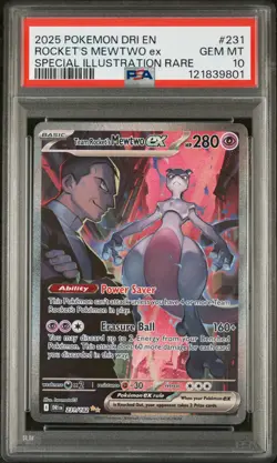 2025 POKEMON DRI EN-DESTINED RIVALS #231 TEAM ROCKET'S MEWTWO EX PSA 10 - Image 1