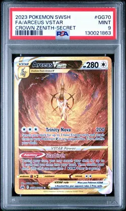 2023 Arceus VSTAR PSA 9 Gold GG70/GG70 Crown Zenith Pokemon Card Full Art Holo - Image 1