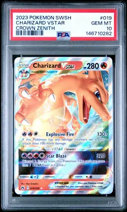 2023 POKEMON SWORD & SHIELD CROWN ZENITH #019 CHARIZARD VSTAR PSA 10 - Image 1
