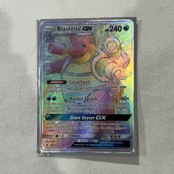 Pokemon Blastoise GX Secret Rare Full Art Holo 240 HP SM Unbroken Bonds - Image 1
