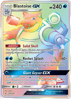 Pokemon Blastoise GX Secret Rare Full Art Holo 240 HP SM Unbroken Bonds - Image 2