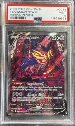 2023 POKEMON SWORD & SHIELD CROWN ZENITH #GG54 FULL ART/ZAMAZENTA V PSA 9 Mint - Image 1