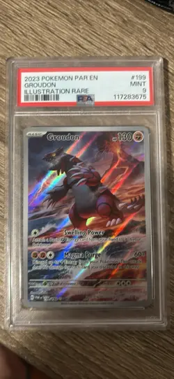 2023 Pokemon Paradox Rift Illustration Rare Groudon #199 PSA 9 - Image 1