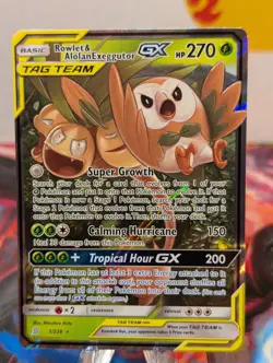 Rowlet & Alolan Exeggutor GX 1/236 Holo GX Rare Unified Minds Pokemon - Image 1