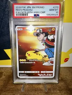PSA 10 Red’s Pikachu 2018 PM JPN SM Promo Pokemon Center 20th Anniversary - Image 2