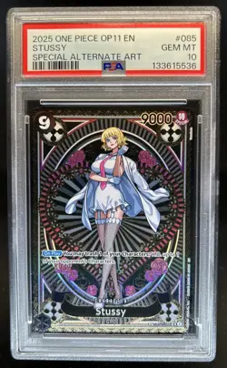 2025 One Piece Stussy Special Card Alt Art #OP07-085 PSA 10 GEM MINT - Image 1