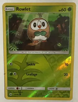 Rowlet 9/149 Sm Base Set Reverse Holo Pokemon TCG Card Near Mint - Image 1