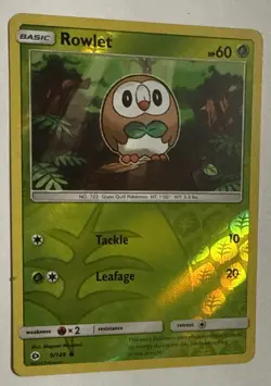 Rowlet 9/149 Sm Base Set Reverse Holo Pokemon TCG Card Near Mint - Image 2