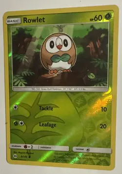 Rowlet 9/149 Sm Base Set Reverse Holo Pokemon TCG Card Near Mint - Image 3