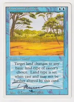 Signed Phantasmal Terrain MP Revised Artist Dameon Willich 1994 WOTC MTG Magic! - Image 1