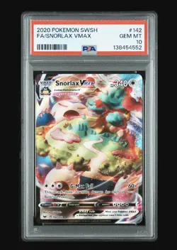2020 Pokemon Snorlax VMAX Full Art 142/202 PSA 10 (Sword & Shield) - Image 1
