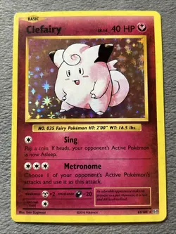 Clefairy 63/108 Rare Holo Pokemon Card XY Evolutions Fairy Type - Image 1