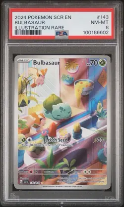 2024 POKEMON SCR EN-STELLAR CROWN ILLUSTRATION RARE #143 BULBASAUR PSA 8 - Image 1