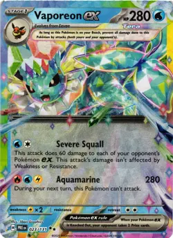 Pokemon TCG Vaporeon ex Double Rare SV: Prismatic Evolutions 023/131 NM - Image 1
