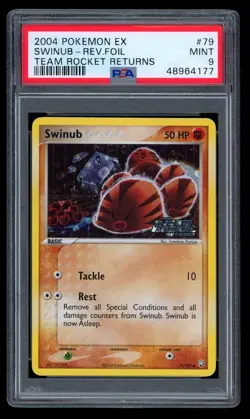 2004 POKEMON EX TEAM ROCKET RETURNS SWINUB REV. HOLO PSA 9 MINT 79/109 - Image 1