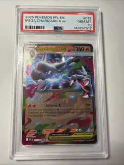 2025 POKEMON PFL EN-PHANTASMAL FLAMES #013 MEGA CHARIZARD X EX PSA 10 - Image 1
