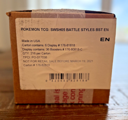 Pokemon TCG Sword & Shield Battle Styles Booster Box Case Sealed - Image 1
