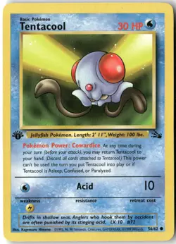 Tentacool, 1st Edition Pokemon Fossil Common, 56/62 NM - Image 1