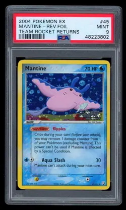 2004 POKEMON EX TEAM ROCKET RETURNS MANTINE REV. HOLO PSA 9 MINT 45/109 - Image 1