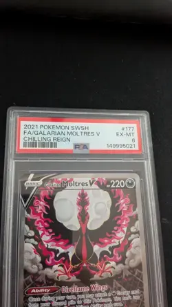 Galarian Moltres V 177/198 Chilling Reign Pokemon PSA 6 - Image 2