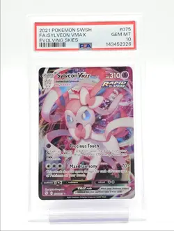 SYLVEON VMAX 2021 POKEMON SWSH EVOLVING SKIES RARE 075/203 PSA 10 Q2283 - Image 1