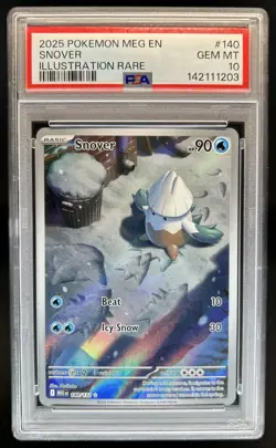 2025 Pokemon Mega Evolution Snover Illustration Rare #140/132 PSA 10 GEM MINT - Image 1