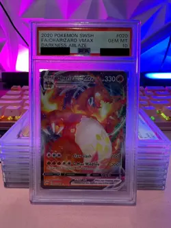 2020 Pokemon SWSH Charizard Full Art v Max Darkness Ablaze #20 PSA 10 - Image 1