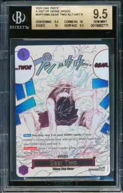 BGS 9.5 2025 One Piece GEAR TWO Alternate Art #OP11-080 Fist of Divine Speed EN - Image 1