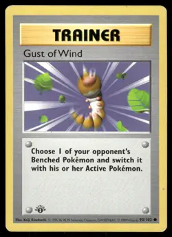 Pokemon Cards Gust of Wind 93/102 1st Edition Base Set Shadowless Common LP - Image 1