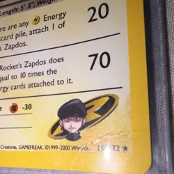 Rocket's Zapdos Gym Challenge 15/132 Holo Rare Wizards Pokemon TCG Card - Image 2