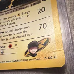 Rocket's Zapdos Gym Challenge 15/132 Holo Rare Wizards Pokemon TCG Card - Image 4