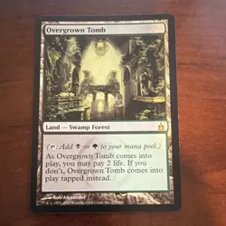 Wizards Overgrown Tomb Rare Land Ravnica: City of Guilds Black Green MTG - Image 1
