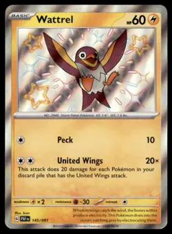 WATTREL SHINY 145/091 PALDEAN FATES SHINY POKEMON TCG ENGLISH - Image 1