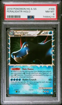 FERALIGATR HOLO 108/123 HEARTGOLD & SOULSILVER POKEMON PSA 8 - Image 1