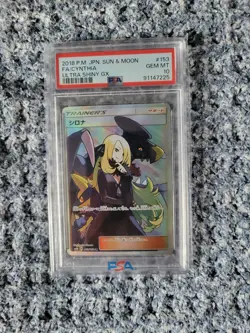 2018 POKEMON JAPANESE SUN & MOON ULTRA SHINY GX #153 FA/CYNTHIA PSA 10 - Image 1