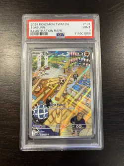 2024 POKEMON TWM EN-TWILIGHT MASQUERADE ILLUSTRATION RARE #183 TIMBURR PSA 9 - Image 1