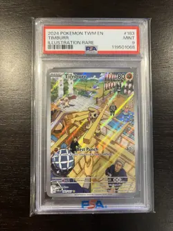2024 POKEMON TWM EN-TWILIGHT MASQUERADE ILLUSTRATION RARE #183 TIMBURR PSA 9 - Image 4