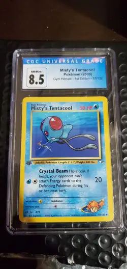 CGC 8.5 1st Edition Misty’s Tentacool 57/132 - Gym Heroes - Pokemon TCG WOTC - Image 1