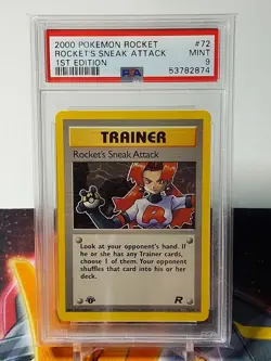 2000 Pokemon Team Rocket 1st Edition PSA 9 Rocket's Sneak Attack - Image 1