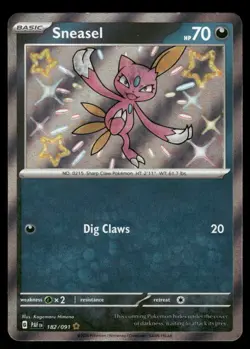 Pokemon Cards Sneasel 182/091 Paldean Fates Shiny Rare NM - Image 1