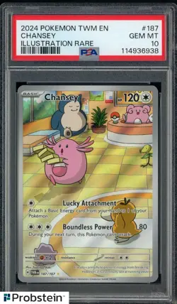 #4 2024 Pokemon TWM EN Illustration Rare #187 Chansey PSA 10 GEM MINT - Image 1