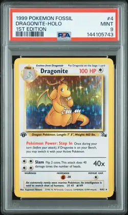 1999 POKEMON FOSSIL 1ST EDITION #4 DRAGONITE-HOLO PSA 9 - Image 1